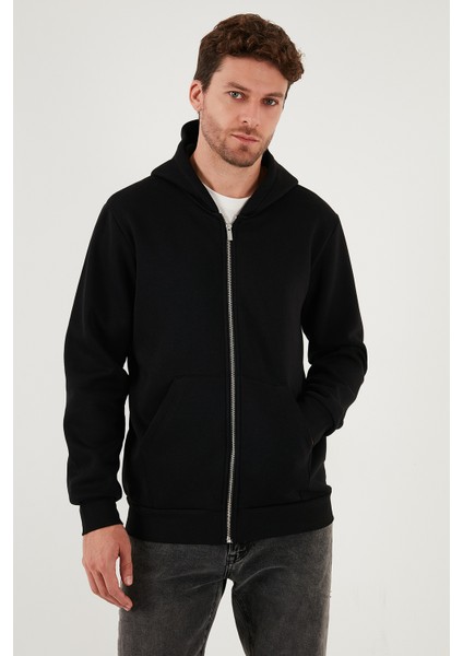 Regular Fit Kapüşonlu Fermuarlı İçi Tüylü Yumuşak Şardonlu Kışlık Sweat Erkek SWEAT 5905340