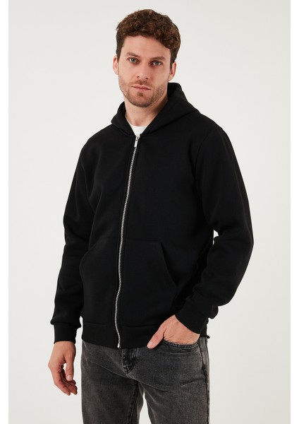 Regular Fit Kapüşonlu Fermuarlı İçi Tüylü Yumuşak Şardonlu Kışlık Sweat Erkek SWEAT 5905340
