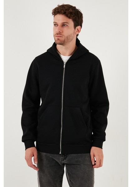Regular Fit Kapüşonlu Fermuarlı İçi Tüylü Yumuşak Şardonlu Kışlık Sweat Erkek SWEAT 5905340