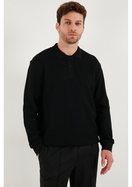 Pamuklu Regular Fit Düğmeli Polo Yaka Sweat Erkek SWEAT 5905739