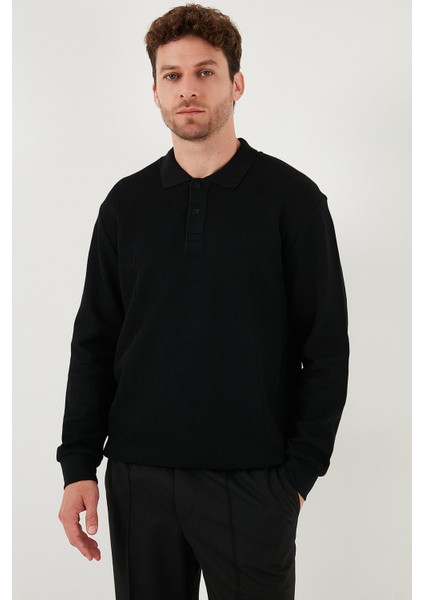 Pamuklu Regular Fit Düğmeli Polo Yaka Sweat Erkek SWEAT 5905739