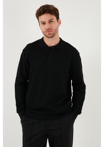 Pamuklu Regular Fit Düğmeli Polo Yaka Sweat Erkek SWEAT 5905739