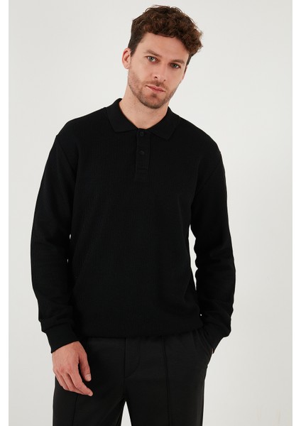 Pamuklu Regular Fit Düğmeli Polo Yaka Sweat Erkek SWEAT 5905739