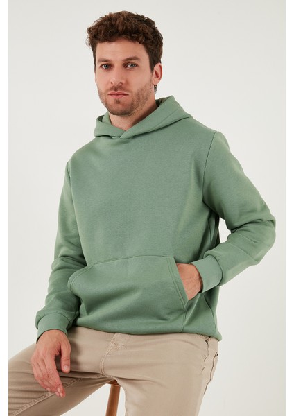 Regular Fit Kapüşonlu Kanguru Cepli İçi Tüylü Yumuşak Şardonlu Sweat Erkek SWEAT 5905281