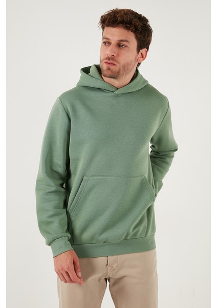 Regular Fit Kapüşonlu Kanguru Cepli İçi Tüylü Yumuşak Şardonlu Sweat Erkek SWEAT 5905281