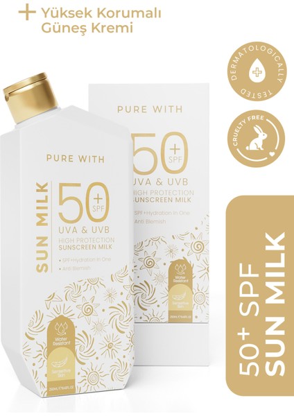 50 SPF Yüksek Korumalı Leke Karşıtı ve Nemlendirici Güneş Sütü 250 ML
