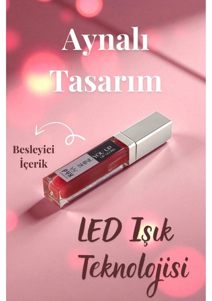 Shine You Up Lip Gloss Tutti Frutti Aromalı Dudak Patlatıcısı- LED Işıklı Kapak - Bordo modelleri