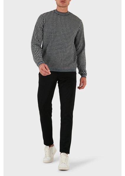 Yünlü Jakarlı Logo Baskılı Regular Fit Bisiklet Yaka Kazak Erkek KAZAK EM001989 AF14199 FC043 modelleri