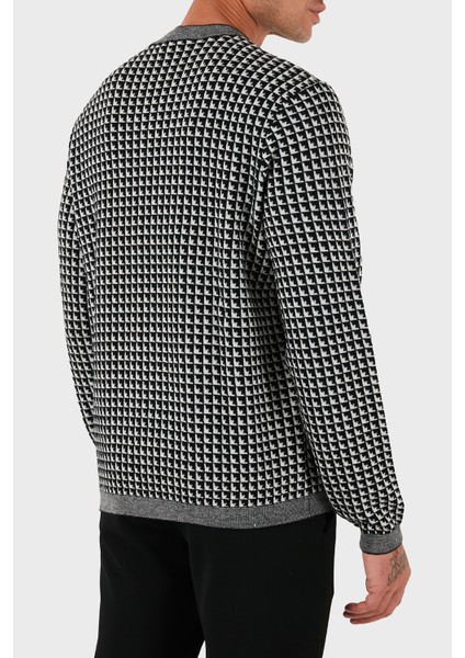 Yünlü Jakarlı Logo Baskılı Regular Fit Bisiklet Yaka Kazak Erkek KAZAK EM001989 AF14199 FC043 fırsatları