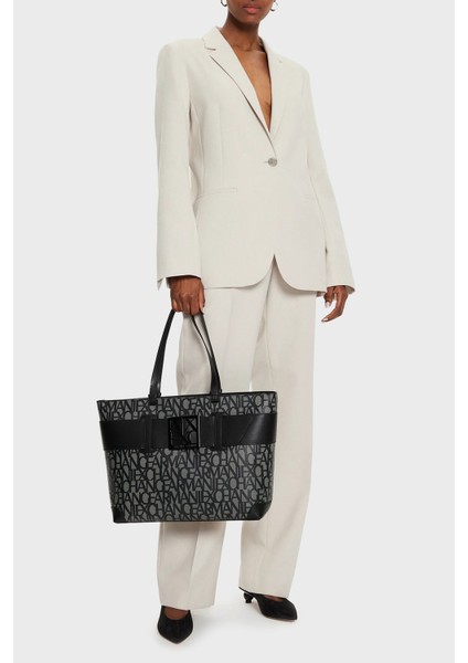 Jakarlı Logo Baskılı Büyük Çanta Bayan ÇANTA 949127 3F742 00850