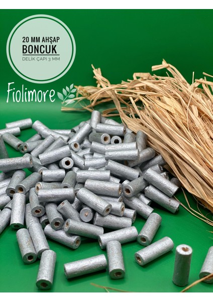 20 mm Kesme Boru Ahşap Boncuk (50 Gram 93 Adet) Delik Çapı 3 mm Makrome Tasarım Takı Bileklik