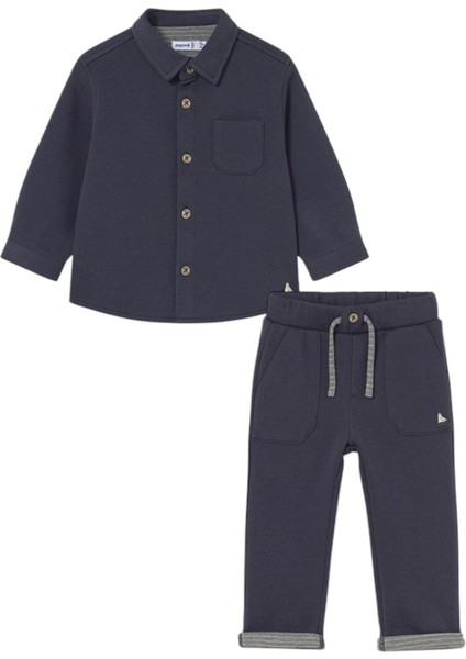 Erkek Bebek Takım – 1-4 Yaş, Lacivert Ceket ve Pantolon Seti, Düğmeli, Ceket Yakalı