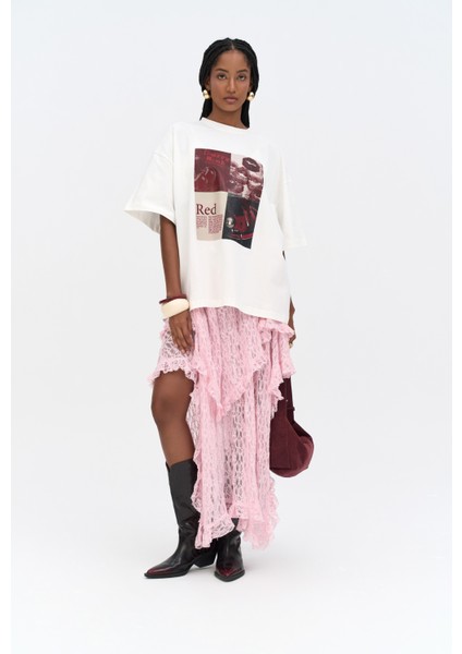 Red Bloom Oversize Beyaz T-Shirt fiyatları