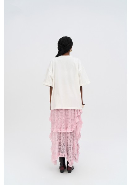 Red Bloom Oversize Beyaz T-Shirt fırsatları
