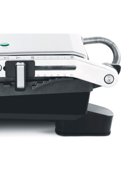 The Adjusta Grill & Press 2200 W Izgara ve Tost Makinesi – Ayarlanabilir Yükseklik, Çıkarılabilir Plaka, Fırçalanmış Paslanmaz Çelik Gri