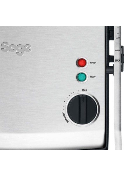 The Adjusta Grill & Press 2200 W Izgara ve Tost Makinesi – Ayarlanabilir Yükseklik, Çıkarılabilir Plaka, Fırçalanmış Paslanmaz Çelik Gri