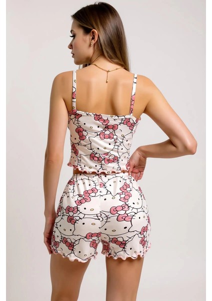 Hello Kitty Baskılı Askılı Şortlu Pijama Takımı fırsatları