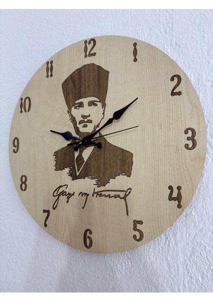 Atatürk Serisi - Ahşap Duvar Saati - 40 cm - Açık/koyu Zemin Seçenekli fiyatları