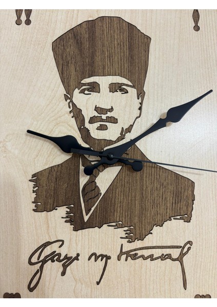 Atatürk Serisi - Ahşap Duvar Saati - 40 cm - Açık/koyu Zemin Seçenekli indirimleri