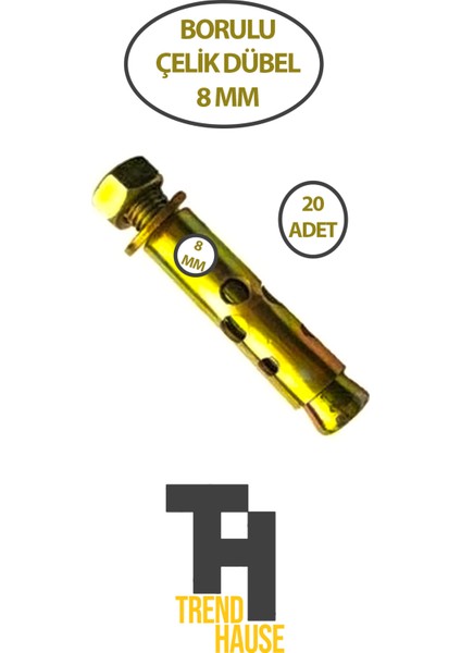 Borulu Çelik Dübel 8 mm 20 Adet fiyatları