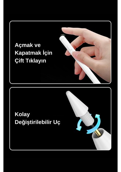 iPad 11 A16 Air M1 M2 M3 M4 ile Uyumlu Avuç Içi Reddi Stylus Yazı Çizim Kalemi modelleri