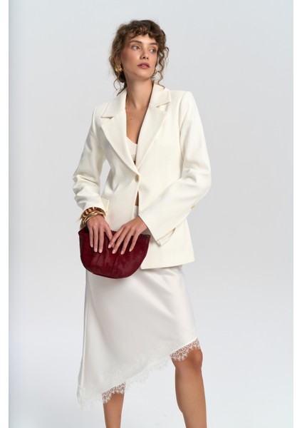 Anisah Belden Oturmalı Ekru Blazer