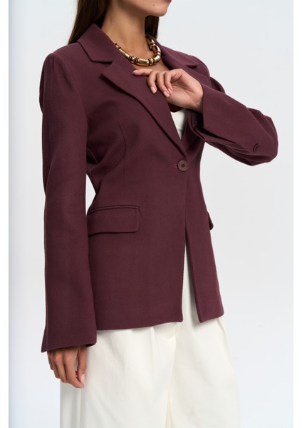 Anisah Belden Oturmalı Bordo Blazer