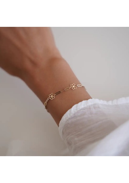 Ataş Zincirli Papatya Altın Bileklik