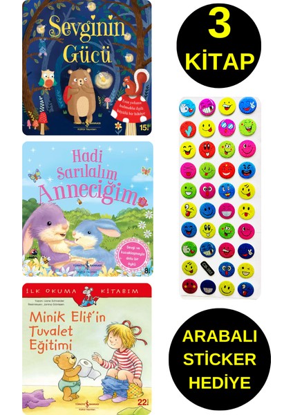 Emojili Sticker Hediye - Okul Öncesi Resimli Kitaplar - Sevginin Gücü - Anneciğim - Tuvalet Eğit.