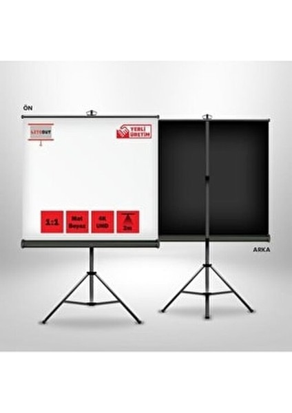 Tripod Ayaklı Projeksiyon Perdesi 200x200 cm Kullanım Kolaylığı ile