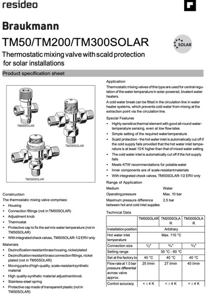 TM200 Solar-3/4e Rekorsuz Termal Karışım Vanası 3/4'' fırsatları