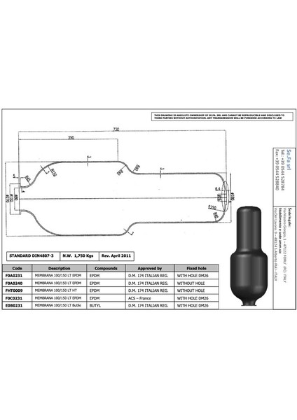 Membran 100/150 Litre - Epdm - Italyan fırsatları