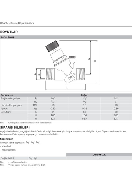 D04FM-1/2A Su Basınç Düşürücü (Maks. 16 Bar) fırsatları