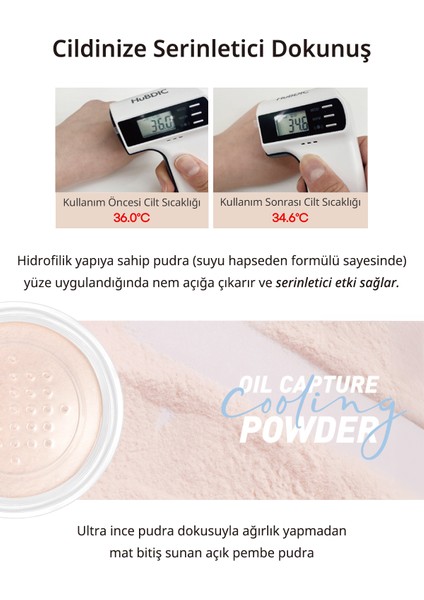 Cildi Serinleten, Mat Bitişli, Su Bazlı Pürüzsüzleştirici Pudra PERIPERA Oil Capture Cooling Powder fırsatları