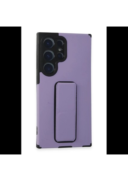 Samsung Galaxy S23 Ultra Kılıf Mega Standlı Silikon - Lila