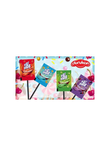 PixiPops gum Meyve Aromalı Dil Boyayan Top Lolipop 100 x 16 gr fırsatları