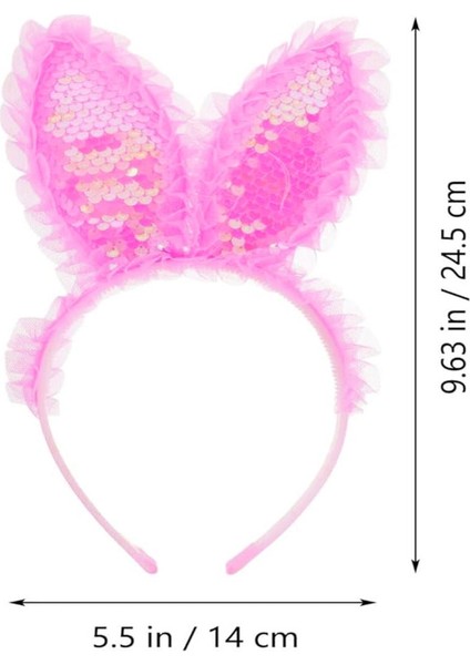 Nessiworld kenarları Dantelli Fuşya Pullu Payetli LED Işıklı Tavşan Kulak Taç 23X19 cm indirimleri