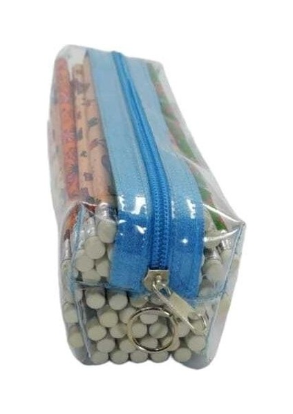 Togin Şeffaf Pvc Kalem Kutusu Mavi Fermuarlı Tek Bölmeli Standart Mavi Kalemlik indirimleri