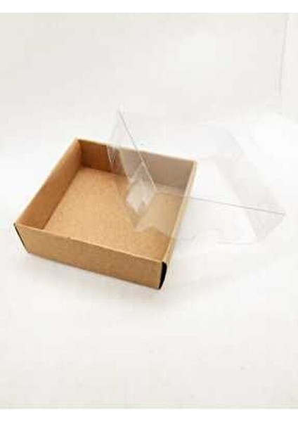 Kraft Kutu Asetat Kapaklı 6x6x6 cm Sabun ve Mum Ambalajı 100 Adet modelleri
