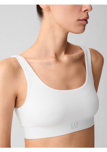 Kadın Beyaz Organik Pamuk Stretch Gap Logo Bralet indirimleri