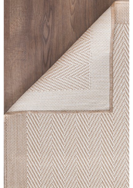 Sısal Yıkanabilir Krem Bej Tüy ve Hav Vermez Makine Dokuma Halı Mutfak Balkon Antre Bahçe Teras