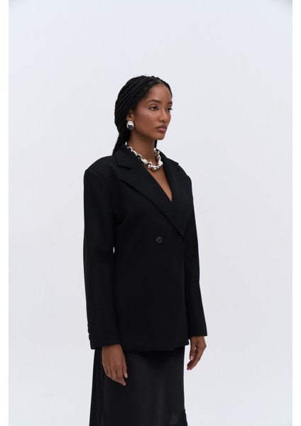 Allegany Siyah Bel Oturmalı Blazer