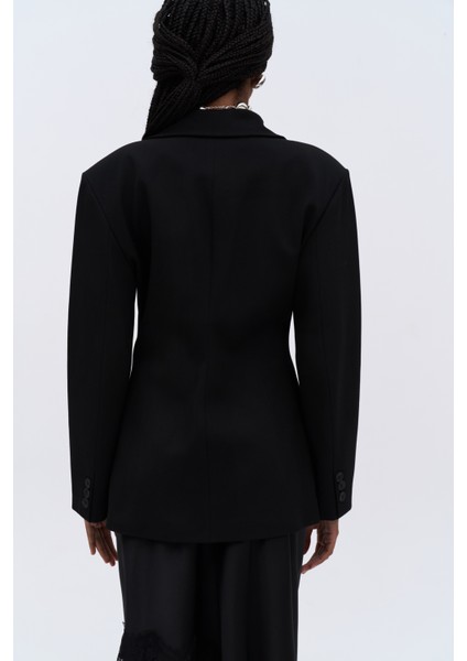 Allegany Siyah Bel Oturmalı Blazer