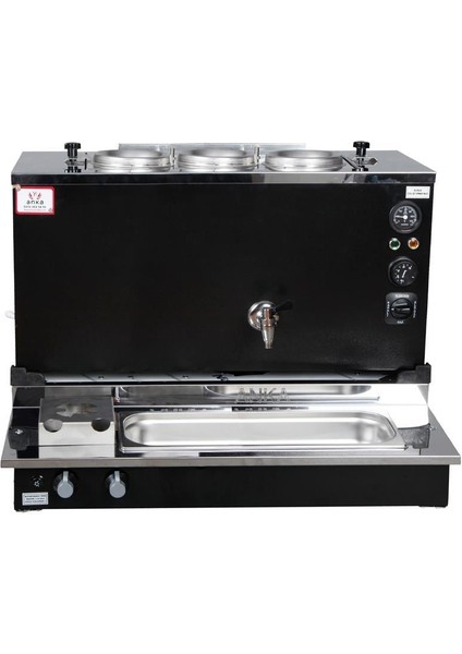 Pro Plus Otomatik Çay Kazanı 3 Demlikli 30 Litre Siyah Elektrik Doğalgaz