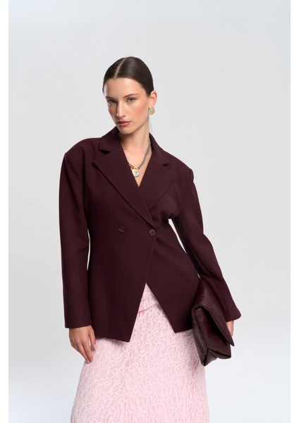 Allegany Bordo Bel Oturmalı Blazer
