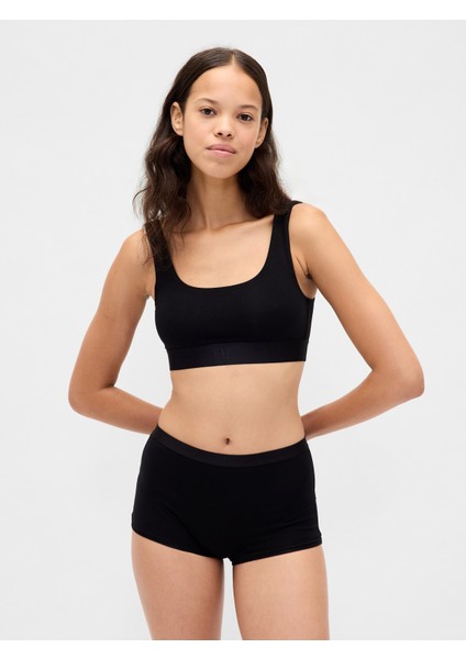 Kadın Siyah Organik Pamuk Stretch Gap Logo Bralet modelleri