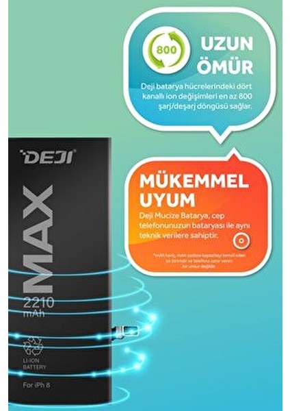 iPhone 8 Batarya 2210 mAh Yüksek Performans Mucize Batarya indirimleri
