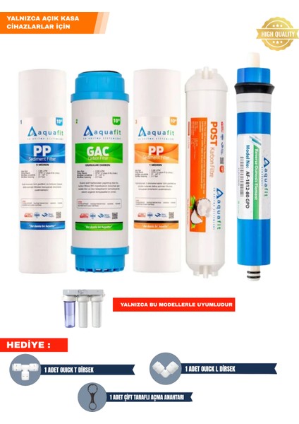 Açık Kasa Su Arıtma Cihazı 5'li Filtre Seti