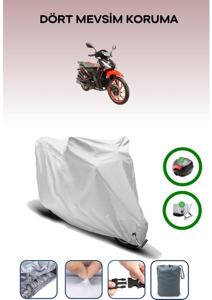 Arora Smart 50 X Için Arka Çanta Ve Kilit Uyumlu Gri Motosiklet Branda, Güvenli