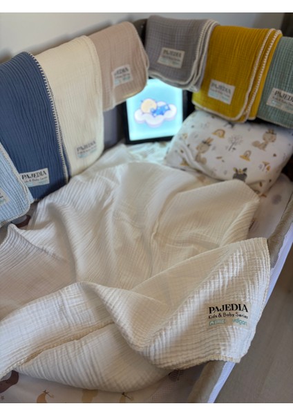 %100 Organik Pamuk 4 Kat Müslin Bebek Müslin & Çocuk Müslin Battaniyesi 100X120 cm Çoban Dikişli